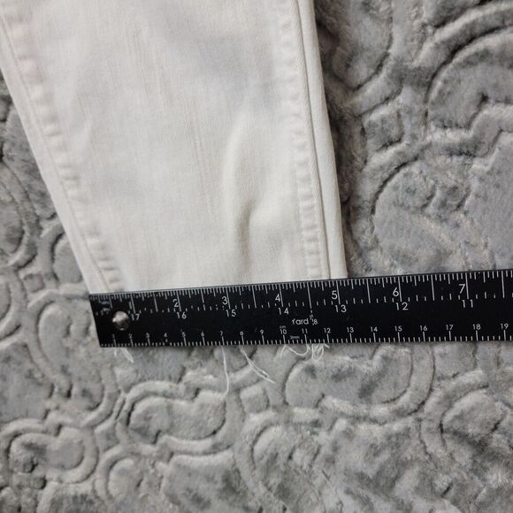 Madewell Jeans Women's 28 White 10" High-Rise Skinny Crop  Button Fly Raw Hem - Picture 14 of 15